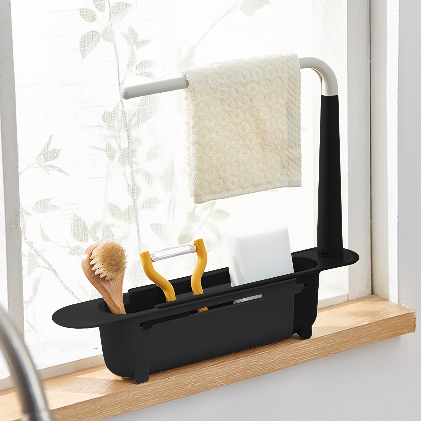 Kitchen Appliances Gift - Elescopic ชั้นวางชั้นที่คว่ำชั้นวางของในครัวสบู่ฟองน้ำที่แขวนผ้าขนหนูตะกร้าออแกไนเซอร์จัดเก็บอุปกรณ์เสริม