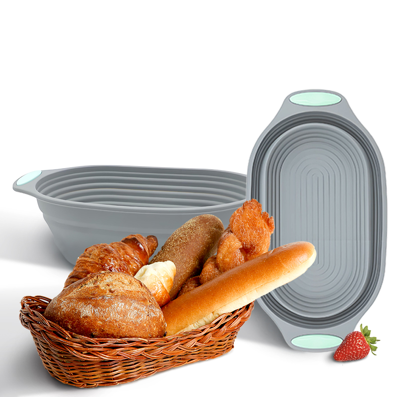 Kitchen Appliances Brand - ตะกร้าพับได้ทำจากซิลิโคนสำหรับพักแป้งขนมปัง 1 ชิ้น - ชามอบขนมปังซาวโดว์ อุปกรณ์ครัวเกรดอาหาร