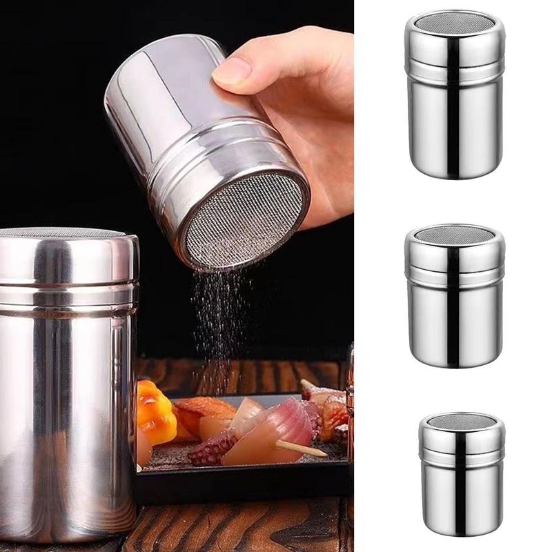 Kitchen Appliances Cooking - สแตนเลสสตีลผงสปริงเกลอร์ขวดแป้ง Sifter Duster ขวดขนาดกะทัดรัดแป้ง Shaker สําหรับแป้งน้ําตาลเกลือเครื่องเทศโกโก้