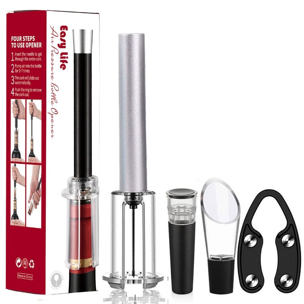 Kitchen Appliances Gift - ชุดอุปกรณ์เสริมบาร์ ที่เปิดขวดไวน์ ทำจากอลูมิเนียมอัลลอยด์และ ABS พร้อมที่ดูดฝุ่น ที่เปิดขวดไวน์แบบสุญญากาศ