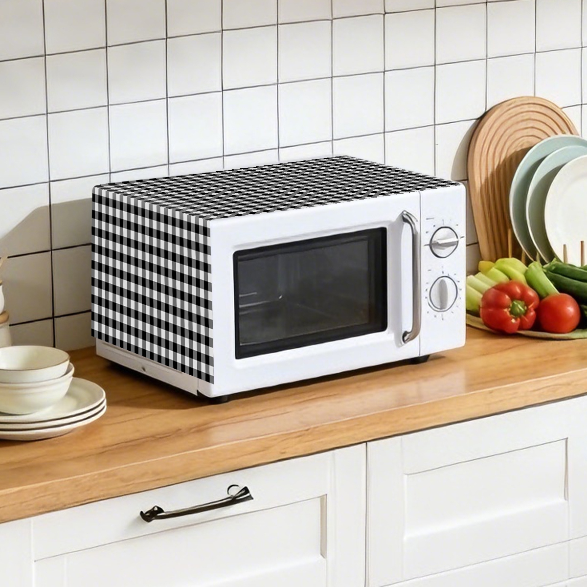 ผ้าคลุมเตาไมโครเวฟลายสก๊อตสีขา - Kitchen Appliances In White บทวิจารณ์และราคา